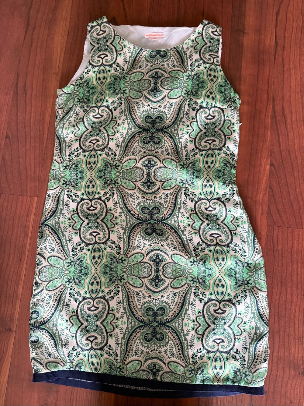 Green Patterned Sleeveless Sheath Dress